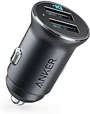 Anker 24W Car Charger Ladegerät, Mini Autoladegerät, 4.8A Duales USB Mit Blauem LED-Licht, Kompatibel Mit iPhone 16/15/14/13, iPad Pro/Air 2/Mini, Galaxy und Mehr