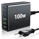 FINIBO USB C Ladegerät Mehrfach: 100W 6-Port Schnellladegerät mit USB-C und USB-A, Tragbarer USB C Wall Charger für MacBook, ipad and Smartphones