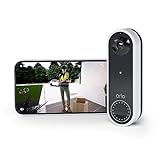 Arlo Kabellose Video Türklingel, 1080p HD Doorbell, RedDot Design Gewinner, 180° Großes Sichtfeld, WLAN, Bewegungsmelder, 2-Wege-Audio, Sirene, Nachtsicht + mit Arlo Secure Testzeitraum, Weiß