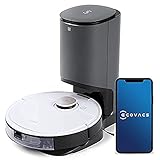 ECOVACS DEEBOT OZMO T8+ Staubsauger Roboter mit Absaugstation anthrazit (automatisch) und Wischfunktion, Saugroboter mit intelligenter Navigation, Alexa, weiß