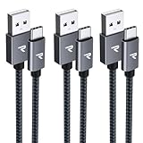 RAMPOW USB C Kabel, [3Pack 1M+1M+2M] USB USB C Kabel, USB C ladekabel, ladekabel iPhone 15 Schnellladekabel QC 3.0 3A, Ladekabel USB C für iPhone 15/15 Pro, Samsung Galaxy S23/S22/Note10 - Grau