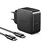 UGREEN 65W USB C Ladegerät mit 200cm Ladekabel USB C Netzteil unterstützt 20W PD Adapter mit PPS GaN Tech kompatibel mit MacBook Pro/Air, iPad Pro, Galaxy S21, S22, XPS 13, iPhone 13 Pro, iPhone 12