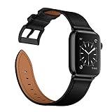 Arktis Lederarmband kompatibel mit Apple Watch (Series 9, Series 8, Series 7 mit 41 mm) (SE, 6, 5, Series 4 mit 40 mm) (Series 3, 2, 1 mit 38 mm) Wechselarmband [Echtleder] - Schwarz