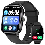 Smartwatch Herren mit Telefonfunktion, Alexa eingebaute, 1.8'' Fitnessuhr Damen mit Herzfrequenz, SpO2, Schlaf, Stress Monitor, 100+ Sportmodi, IP68 Wasserdicht Schrittzähler Uhr Damen für Android iOS