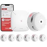 X-Sense Smart Rauchmelder XS01-M mit SBS50 Basisstation, TÜV-Zertifiziert, Funkrauchmelder mit WLAN, vernetzbarer Feuermelder, kompatibel mit der X-Sense Home Security App, FS61, 6 Stück