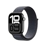 Apple Watch Series 10 (GPS + Cellular 42 mm) Smartwatch mit Aluminiumgehäuse in Diamantschwarz und Sport Loop in Tinte (One Size). Fitnesstracker, EKG App, Always-On Retina Display, CO₂ neutral