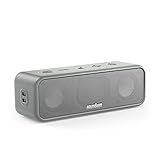 soundcore 3 Bluetooth Lautsprecher, Stereo-Sound, Audiotreiber mit Titan-Membran, PartyCast, BassUp, 24 Stunden Akku, IPX7 Wasserschutz, individueller EQ, für Zuhause, Draußen, Garten (in Grau)