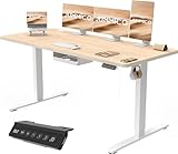 JUMMICO Höhenverstellbarer Schreibtisch Höhenverstellbar Elektrisch, Ergonomischer Steh-Sitz Tisch Stehpult Verstellbarer Computertisch,Stehschreibtisch Bürotisch Standing Desk,160 x 70 cm, Beige