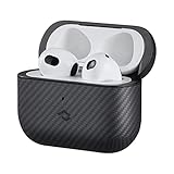 PITAKA Hülle für AirPods 3 Magnetische Schutzhülle Kompatibel mit MagSafe mit Rundumschutz aus 600D Aramidfaser Leicht und Stoßfest [MagEZ Case] Schwarz