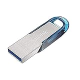 SanDisk Ultra Flair USB 3.0 Flash-Laufwerk 64 GB (Rescue Pro Software, Passwortschutz, robust, schlankes Metallgehäuse, 150 MB/s Übertragungsgeschwindigkeit) Blau