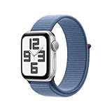 Apple Watch SE (2. Generation, 2023) (GPS, 40 mm) Smartwatch mit Aluminiumgehäuse in Silber und Sport Loop in Winterblau. Fitness- und Schlaftracker, Unfallerkennung, Herzfrequenzmesser, CO₂ neutral