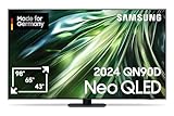 Samsung Neo QLED 4K QN90D Fernseher 55 Zoll, Samsung TV mit Neural Quantum 4K AI Gen2 Prozessor, Quantum-Matrix-Technologie, AI 4K Upscaling, Smart TV, KI TV, GQ55QN90DATXZG, Deutsches Modell [2024]