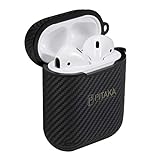 PITAKA Schutzhülle für AirPods 1/2 Magnetische Hülle aus Aramidfaser AirPods 1/2 Case mit Rundumschutz Leicht und Stoßfest Schwarz