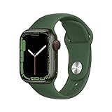 Apple Watch Series 7 (GPS + Cellular, 41mm) Smartwatch - Aluminiumgehäuse Grün, Sportarmband Klee - Regular. Fitnesstracker, Blutsauerstoff und EKGApps, Always-On Retina Display, Wasserschutz