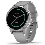 Garmin vívoactive 4S– schlanke,wasserdichte GPS-Fitness-Smartwatch mit Trainingsplänen, Für schmale Handgelenke,20 Sport-Apps, 7 Tage Akkulaufzeit,kontaktlos Bezahlen,Silber/Grau