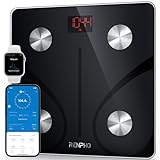 RENPHO Personenwaage Körperfettwaage, Waage Personen mit App 180 kg/400 lbs, Körperwaage Digital Bluetooth Körperanalysewaage für Körperfett, BMI, Muskelmasse, Protein, BMR, Schwarz