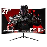 CRUA 27'' Curved Gaming Monitor, FHD 1080P, 200Hz, 1ms GTG, 1800R Curvature, FreeSync, Low Motion Blur, Eye Protection, VESA Mount, HDMI & DP, Black