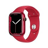 Apple Watch Series 7 (GPS + Cellular, 45mm) Smartwatch - Aluminiumgehäuse PRODUCT(RED), Sportarmband PRODUCT(RED) - Regular. Fitnesstracker, Blutsauerstoff und EKGApps, Wasserschutz