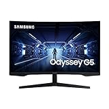 Samsung Odyssey G5 Curved Gaming Monitor C27G54TQBU, 27 Zoll, VA-Panel, WQHD-Auflösung, AMD FreeSync Premium, 1 ms (MPRT) Reaktionszeit, Bildwiederholrate 144 Hz, Schwarz