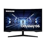 Samsung Odyssey G5 Curved Gaming Monitor C27G54TQBU, 27 Zoll, VA-Panel, WQHD-Auflösung, AMD FreeSync Premium, 1 ms (MPRT) Reaktionszeit, Bildwiederholrate 144 Hz, Schwarz