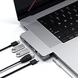 SATECHI USB-C Hub Multiport Adapter Pro Hub Mini – USB4, USB-A Daten, USB-C Daten, Gigabit Ethernet und Audioanschluss – Für M2/M1 MacBook Pro/Air (Silber)