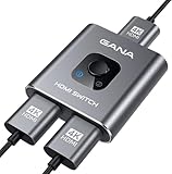 HDMI Splitter HDMI Switch,GANA 4K@60Hz Aluminium Bidirektional HDMI Switch 2 In 1 Out oder 1 In 2 Out HDMI Verteiler HDMI Switcher unterstützt HD 4K 3D für HD TV/Fire Stick/Xbox/PS3/PS4