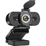 Webcam mit Mikrofon 1080P Voll HD, USB PC Kamera für Linux, Win, Mac OS, Webkamera mit Automatische Lichtkorrektur, Weitwinkel, Laptop Kamera für Videoanrufe, Konferenzen, Live-Streaming, Zoom, Skype