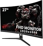 CRUA Curved Gaming-Monitor 27 Zoll 180Hz, FHD 1080P 1800R PC-Monitor, 1 ms GTG mit FreeSync, geringe Bewegungsunschärfe, Augenschutz, VESA, DisplayPort, HDMI, schwarz