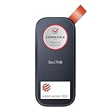 SanDisk Portable SSD 2 TB (externe Festplatte mit SSD Technologie 2,5 Zoll, 520 MB/s Übertragungsraten, robustes Laufwerk, robuste Befestigungsschlaufe aus strapazierfähigem Gummi) grau