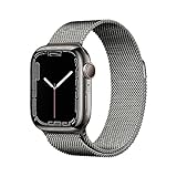 Apple Watch Series 7 (GPS + Cellular, 41mm) Smartwatch - Edelstahlgehäuse Graphit, Milanaise Armband Graphit. Fitnesstracker, Blutsauerstoff und EKGApps, Always-On Retina Display, Wasserschutz