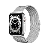 Apple Watch Series 6 (GPS + Cellular, 44 mm) Edelstahlgehäuse Silber, Milanaise Armband Silber