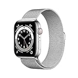 Apple Watch Series 6 (GPS + Cellular, 44 mm) Edelstahlgehäuse Silber, Milanaise Armband Silber