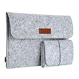 Tomvorks 360 Grad Schutz 13,3 Zoll Filzhülle Aufbewahrungstasche Laptop-Tasche, 4 Fächer mit Maustasche, Tragbare Notebook-Tablet-PC-Schutztasche, Kompatibel 13'' MacBook Pro/Air, Hellgrau