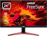 Acer Nitro KG241YA Gaming Monitor 23.8 Zoll (60 cm Bildschirm) Full HD, 75Hz HDMI, 60Hz VGA, 1ms (VRB), HDMI 1.2, DP 1.2, FreeSync, Schwarz