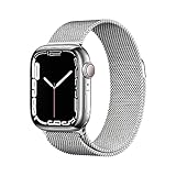 Apple Watch Series 7 (GPS + Cellular, 41mm) Smartwatch - Edelstahlgehäuse Silber, Milanaise Armband Silber. Fitnesstracker, Blutsauerstoff und EKGApps, Always-On Retina Display, Wasserschutz