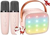 Karaoke Maschine Kinder Ankuka Karaoke Maschine für Kinder Erwachsene Karaoke Anlage mit 2 Mikrofonen mit Stimmenverzerrer, Partys, Geburtstage und Weihnachten (Rosa)