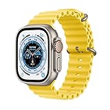 Apple Watch Ultra (GPS + Cellular, 49mm) Smartwatch - Titangehäuse, Ocean Armband Gelb. Fitnesstracker, präzisesGPS, Aktionstaste, extra Lange Batterielaufzeit, helleres Retina Display