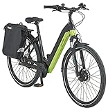 Prophete Entdecker E-Bike eC800 | Erwachsenen/ Herren/Damen | Elektrofahrrad unisex | Pedelec City-E-Bike | Fahrrad 28 Zoll | Citybike mit Vorderradmotor | ‎Glanz Schwarz/Grün