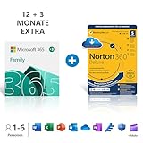 Microsoft 365 Family 12+3 Monate | 6 Nutzer | Mehrere PCs/Macs, Tablets & mobile Geräte | Download Code + NORTON 360 Deluxe | 5 Geräte |15 Monate mit Automatischer Verlängerung| Download Code