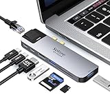 MacBook Pro Adapter USB C Hub mit RJ45 Ethernet, HDMI 4K, Thunderbolt 3 PD 100W, Typ C Data, USB 3.0/2.0 Anschluss, SD/TF Kartenwiedergabe, USB C Dock für MacBook Pro MacBook Air 2020/2019/2018