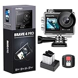 AKASO Action Cam 4K 20MP WiFi 40M Unterwasserkamera Ultra HD Touchscreen 170 ° Einstellbar Weitwinkel, EIS Stabilisierung, 5X Zoom, 2.4G Fernbedienung und 2 Akkus 1350mAh- Brave 4 Pro (Grau)