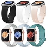 6 Pack Kompatibel mit Apple Watch Armband 38mm 42mm 40mm 44mm 41mm 45mm 49mm,Weiche Bequeme Silikon iWatch Bänder für Frauen/Herren kompatibel mit Apple Watch Series 8 7 6 5 4 3 2 1 SE