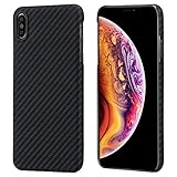 pitaka magnetische Hülle Kompatibel mit iPhone XS Max (6,5') MagEZ Case Handyhülle Aramidfaser Schutzhülle, Schlank, Ultra Leicht, Robust und Stabil-Schwarz/Grau(Köperbindung)