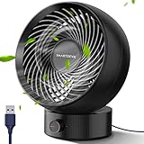 SMARTDEVIL USB Ventilator, Mini Ventilator Klein Leise Tischventilator Stufenlose Geschwindigkeit 20 ° Einstellen, USB Desk Fan Geräuscharm, USB Fan Einfach zu Tragen,für Büro, Zuhause (Schwarz)