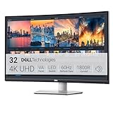 Dell S3221QSA 31.5 Zoll 4K UHD (3840x2160) 1800R Curved Monitor, 60Hz, VA, 4ms, AMD FreeSync, 99% sRGB, Eingebaute Lautsprecher, DisplayPort, 2x HDMI, 3x USB, 3 Jahre Garantie, Silber