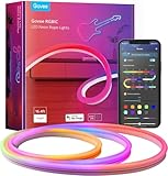 Govee Neon LED Strip 5m, RGBIC LED Streifen mit App-Steuerung, Musik-Sync, DIY Shape Design, Funktioniert mit Alexa & Google Assistant, 64 Modi dimmbar LED Neon für Wohnzimmer und Wand Deko