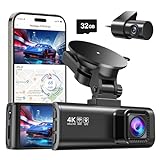 REDTIGER Dashcam Auto Vorne Hinten 4K/2,5K mit GPS WiFi, Dash Cam Auto Kamera mit 3,18' IPS-Bildschirm, kostenlose 32-GB-Karte, Nachtsicht, Loop-Aufnahme, 170 ° Weitwinkel WDR, Unterstützt 256 GB Max