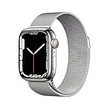 Apple Watch Series 7 (GPS + Cellular, 41mm) Smartwatch - Edelstahlgehäuse Silber, Milanaise Armband Silber. Fitnesstracker, Blutsauerstoff und EKGApps, Always-On Retina Display, Wasserschutz