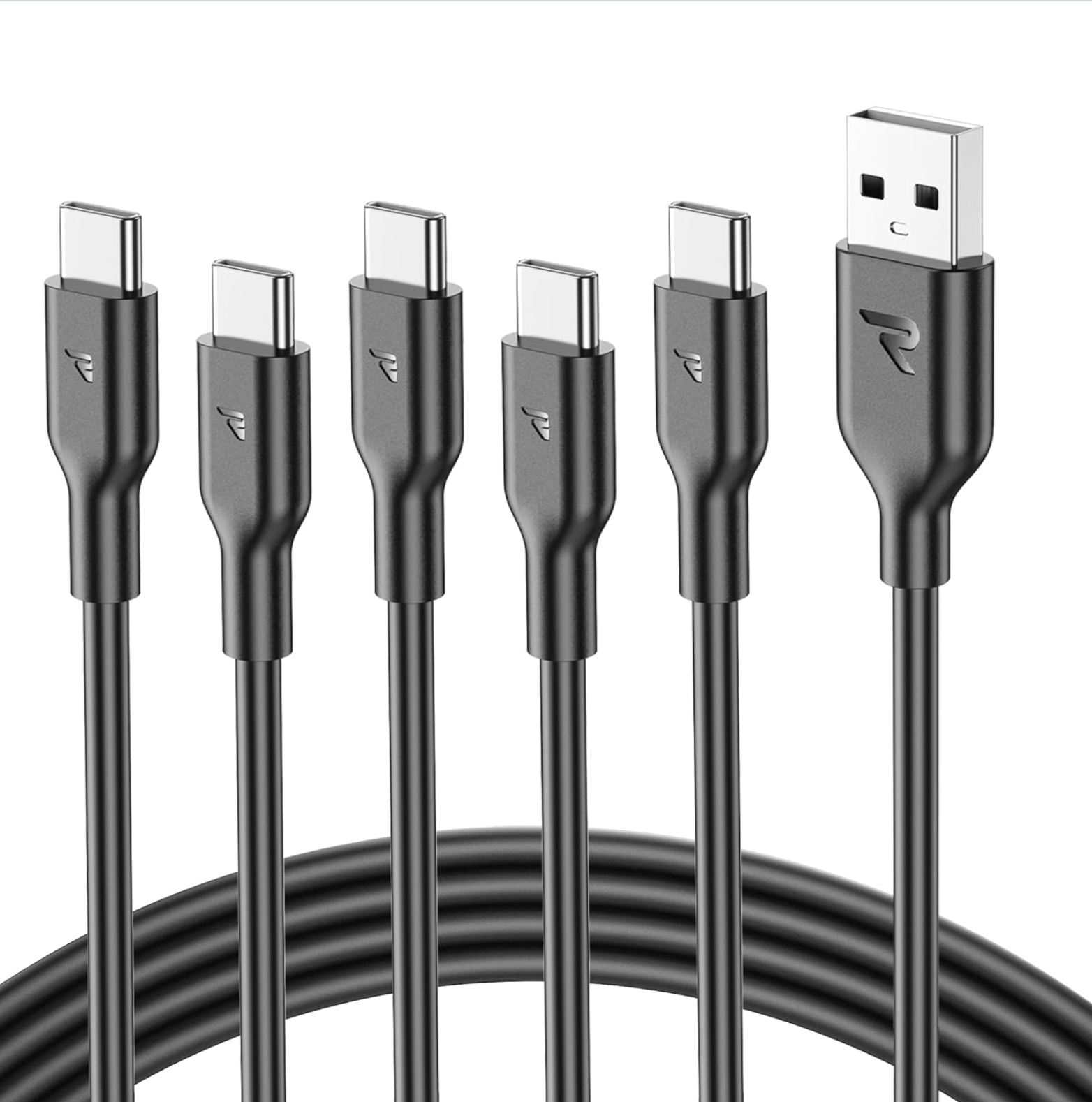 5er Set USB-A- auf USB-C-Kabel